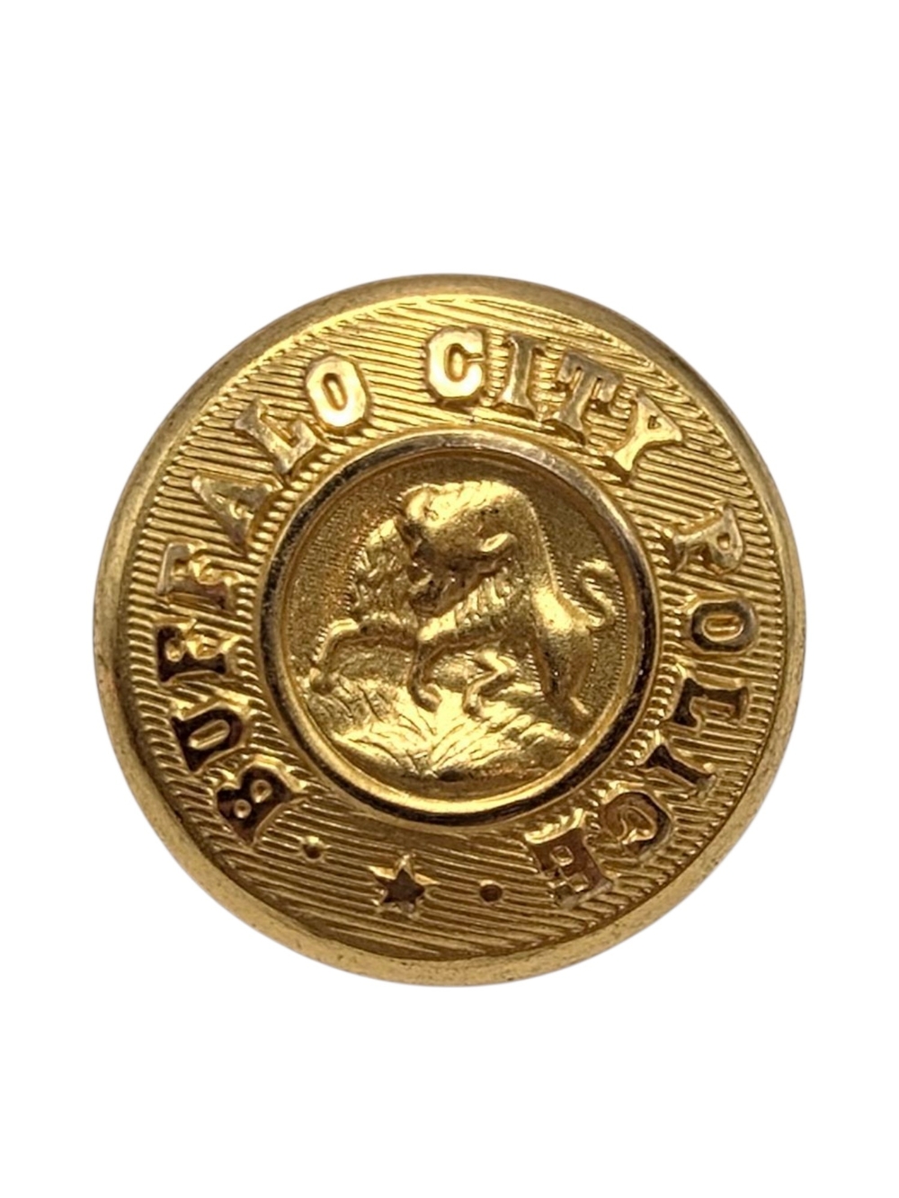 Vintage Buffalo City, New York Police 1" Waterbury Button Co. Gold Tone Metal